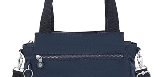 Kipling Bolsa de ombro metálica Elysia, Azul Bleu, 11.5″L x 9″H x 5″D