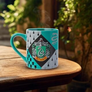 Caneca de cerâmica prata Buffalo Harry Potter Hogwarts Sonserina brasão da casa, 400 ml