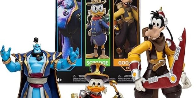 McFarlane Brinquedos – Disney Mirrorverse Genie 12,7 cm Scrooge McDuck 12,7 cm e Pateta 17,7 cm, pacote com 3 bonecos de ação, etiqueta dourada, exclusivo da Amazon