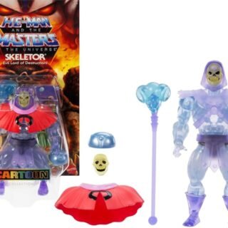 Masters of Universe Origins Action Figure Invisible Skeletor Cartoon Collection, 5.5-inch 1980s TV Villain, Detailed Clear Design & Alt Face Plate