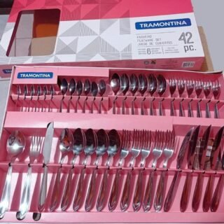 Faqueiro Aço Inox com Faca para Churrasco com 42 Peças Tramontina Laguna