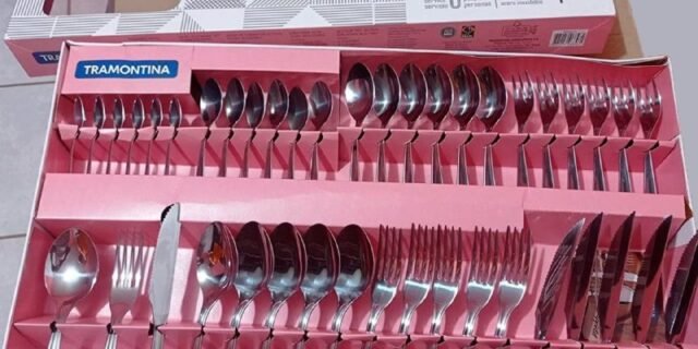 Faqueiro Aço Inox com Faca para Churrasco com 42 Peças Tramontina Laguna