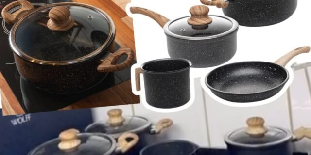 Jogo Panelas Indução Antiaderente Granilite Preto 5pç Wolff