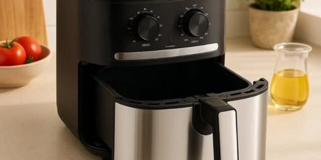 Fritadeira Air Fryer 5,5L Cyclone Preto e Inox Midea