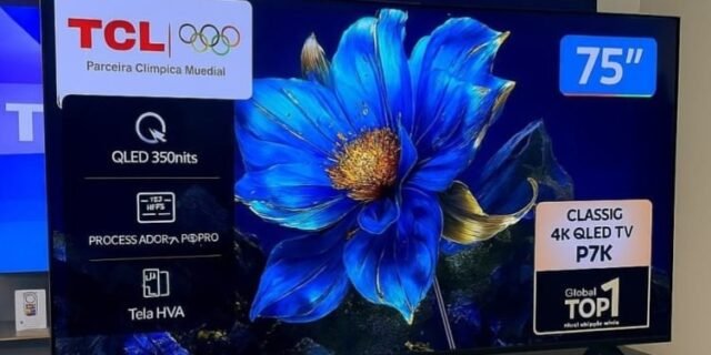 Smart TV 75″ TCL 4K UHD QLED 75P7K Google TV AiPQ Google Assistente 3 HDMI 1 USB