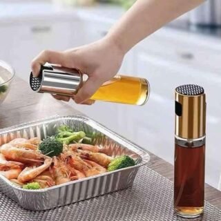 Spray Borrifador De Azeite Vinagre Oleo Shoyu Pulverizador de Vidro de 100ml Galheteiro Porta Tempero Culinário Cozinha Gourmet Multiuso Aço Inox