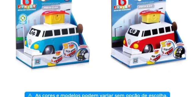 Kombi Van de Brinquedo Press Go Miniatura Volkswagen – Bburago Junior