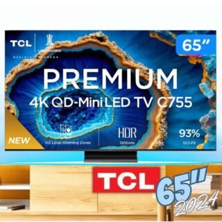 Smart TV 65″ 4K UHD QLED Mini LED TCL 65C755 120Hz Wi-Fi Bluetooth 4 HDMI 2 USB