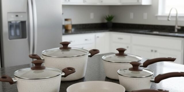 Jogo de Panelas Brinox Revestimento Cerâmico de Alumínio Vanilla 5 Peças Optima