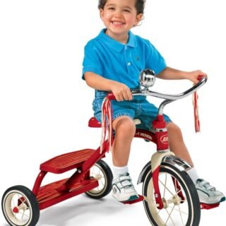Triciclo de deck duplo vermelho clássico da Radio Flyer, Clássico, Vermelho, 10-12 inches