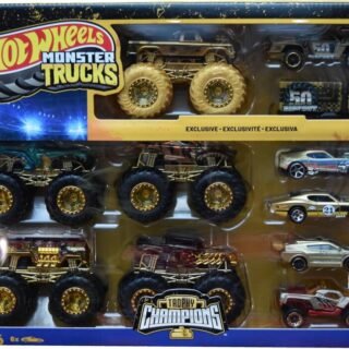 Hot Wheels Monster Trucks Trophy Champions Bigfoot Exclusive Gold Set 50th Anniversary