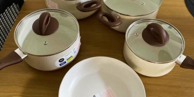 Brinox – Jogo de Panelas Antiaderente Ceramic Life 5 Peças com Fundo de Indução – Vanilla