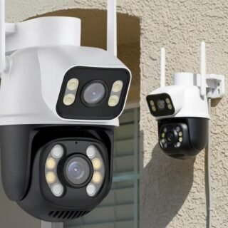 Camera A28 Prova D’agua Lente Dupla App Icsee cor branco e preto Estary Shop