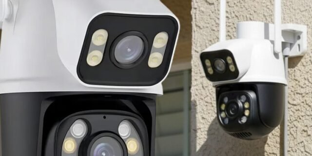 Camera A28 Prova D’agua Lente Dupla App Icsee cor branco e preto Estary Shop