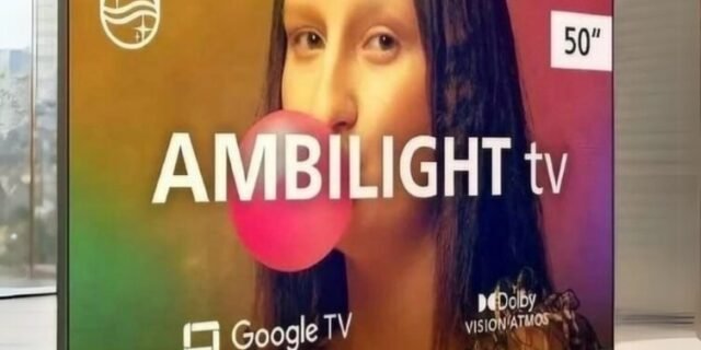 Smart TV Philips Ambilight 50″ 4K 50PUG7908/78, Google TV, Comando de Voz, Dolby Vision/Atmos, VRR/ALLM, Bluetooth