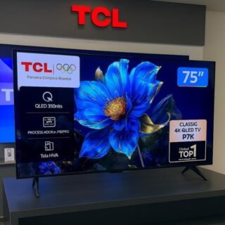 Smart TV 75″ TCL 4K UHD QLED 75P7K Google TV AiPQ Google Assistente 3 HDMI 1 USB