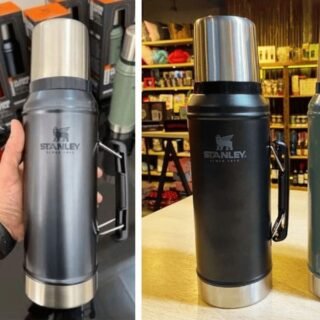 Stanley – Garrafa Térmica Adventure, garrafa clássica isolada de boca larga para líquidos quentes e frios, 0,95 L, Matte Black