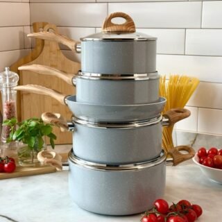 Brinox – Jogo de Panelas Ceramic Life 5 Peças Smart Plus com Fundo de Indução – Cinza Wooden