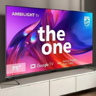 PHILIPS, Smart TV, Ambilight THE ONE 75″ 4K 120 Hz, 75PUG8808/78, Google TV, P5, DTS Play-Fi, Freesync, Dolby Vision e Atmos, 40 WRMS