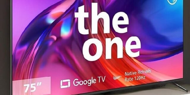 PHILIPS, Smart TV, Ambilight THE ONE 75″ 4K 120 Hz, 75PUG8808/78, Google TV, P5, DTS Play-Fi, Freesync, Dolby Vision e Atmos, 40 WRMS