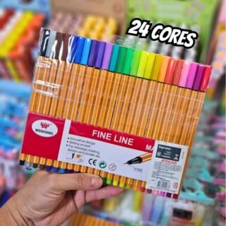 Kit Canetas Fineliner Coloridas Ponta Fina 0.4mm para Desenho e Escrita com Tintas Vibrantes, Secagem Rápida, Ergonômicas, Linha Premium (24)