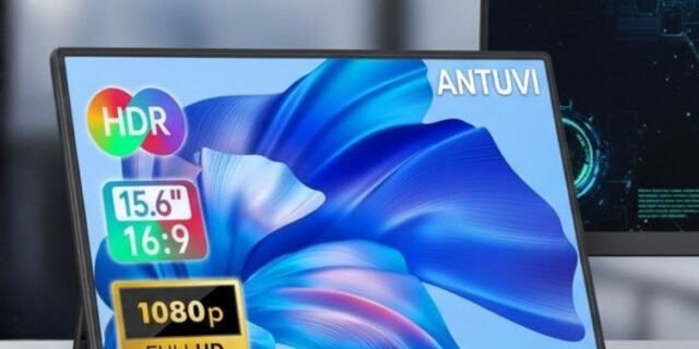 ANTUVI Monitor Portátil 15.6”, 1080P, MINI Segunda de Notebook Extensor De Tela, Ultra-Slim e portátil, com alto-falante de pé, Adequado para Viagens