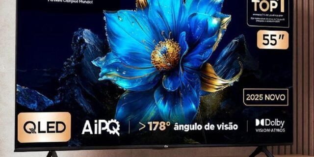 Smart TV TCL 55 Polegadas QLED 4K P7K WiFi Bluetooth Google TV HDR10+ Dolby Atmos Dolby Vision 55P7K