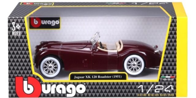 1951 Jaguar XK 120 Roadster 1/24, Burago, Prata