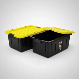 Kit 2 Caixas Container Organizadoras 110l Com Tampa E Lacre Preto