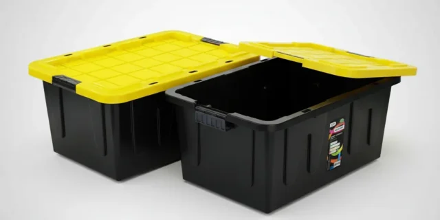 Kit 2 Caixas Container Organizadoras 110l Com Tampa E Lacre Preto