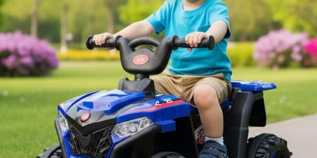 Quadriciclo Elétrico Carrinho P/ Criança Azul Rádio Musical