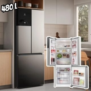 Geladeira Electrolux Frost Free Inverter 480L Efficient AutoSense 3 Portas Inox Look (IM7S) 220V