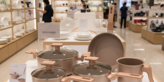 Mimo Style Conjunto 5 Panelas Sartin Cook Estrutura em Alumínio Revestida em Cerâmica, Base Alto Relevo. Tampa Vidro Temperado Alças e Cabos Soft-Touch. Fogão a Gás, Elétrico e Vitrocerâmico