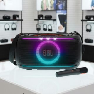 JBL PartyBox On-the-Go 2 – Altifalante portátil Bluetooth para festas com microfone sem fio, espetáculo de luz dinâmica, 15 horas de reprodução, classificação IPX4 à prova de salpicos, som
