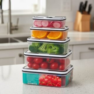 Conjunto De 5 Potes Herméticos De Plástico Com Tampa De Vedação Top – Roohs Malibu Presentes