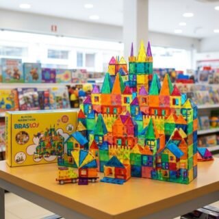 Brastoy Blocos de Montar Magnéticos Infantil Construção Brinquedo (65 Peças)