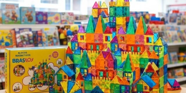 Brastoy Blocos de Montar Magnéticos Infantil Construção Brinquedo (65 Peças)