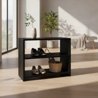 Sapateira Ibérica Preta Madeira MDP das Prateleiras 50x40x25cm