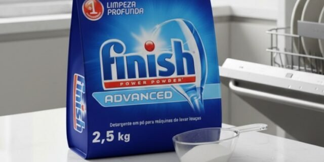 Finish Advanced Detergente para Lava Louças em Pó, Sabão Limpeza Profunda, 2,5kg