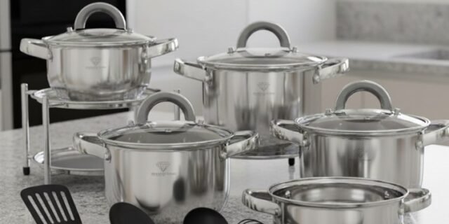 Conjunto De Panelas Aço Cirurgico Inox 19 Peças 9 Camadas