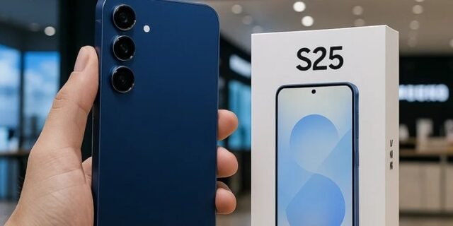 Celular Samsung Galaxy S25 5G, 256GB, 12GB RAM, Câmera Tripla de 50+12+10, Tela Grande de 6.2″, Azul Marinho