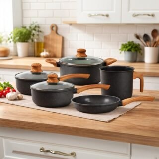 Jogo De Panelas Cerâmico Triplo Indução Tuut Ecoglid 5 Peças Cor Preto Granito