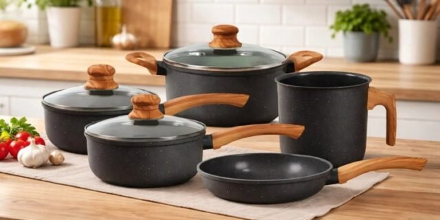 Jogo De Panelas Cerâmico Triplo Indução Tuut Ecoglid 5 Peças Cor Preto Granito