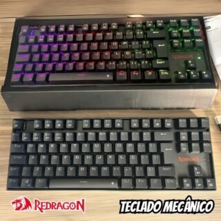 Teclado Magnético Gamer Redragon Kumara PRO K552RGB USB RGB Preto Switch Marrom