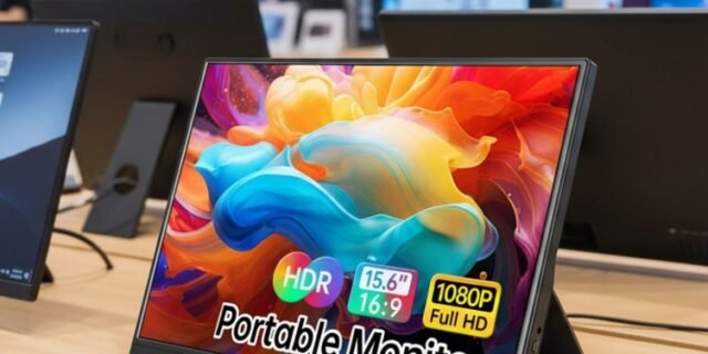 Armazém Brasil, Monitor Portatil 15,6”, FHD 1080P Monitor Portátil Conectado Com USB C Dupla/HDMI, IPS Extensor De Tela para Notebook com VESA