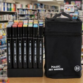 Caneta Marcador Para Colorir, Magic Kids, Art Marker, 24 Cores, Ponta Dupla, Com Bolsa