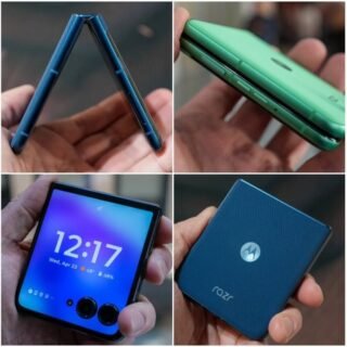 Smartphone Motorola Razr 60-256GB 24GB (12GB RAM+12GB Ram Boost) Tela dobrável 6,9″ pOLED e externa 3,6” Moto AI camera IP48 – Azul Marinho