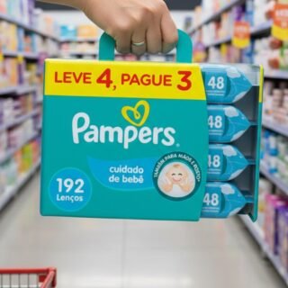 Lenço Umedecido Pampers Cuidado de Bebê 4 Pacotes com 48 Unidades Cada