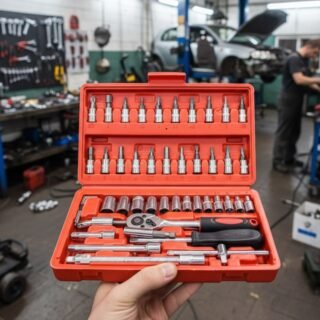 Kit Chaves Ferramentas Jogo Fenda Philips Catraca Soquete Allen 46 Peças com Maleta Completa Manual Ideal Mecânico Manutenção Casa Carro Profissional Resistente Portátil Compacto luztudo