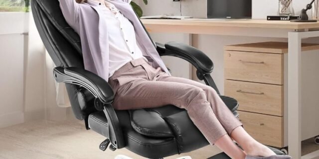 Cadeira De Escritório, Cadeira De Com Apoio Para Os Pés E Encosto Ajustável